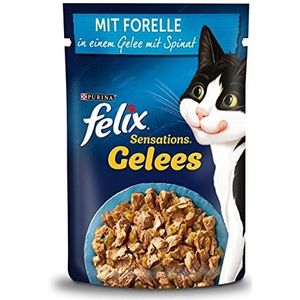 FELIX Sensations Gelees Katzenfutter nass, mit Forelle & Spinat in Gelee, 26er Pack (26 x 85g)