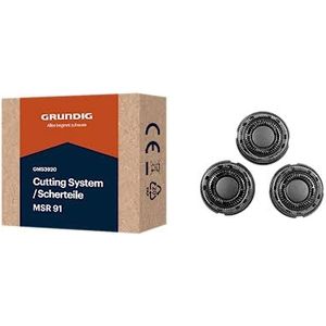 Grundig Vervangende scheerkop MSR 81 (GMS3910), scheeronderdelen voor het scheerapparaat ProClub MS 8130, 3 reservescheerkoppen, titanium bladestechnologie, eenvoudige vervanging, duurzame verpakking