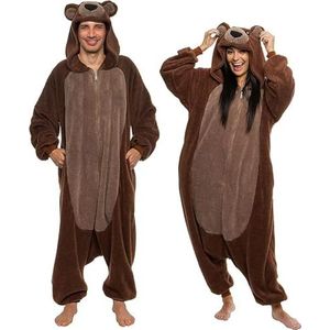 Funziez! Sherpa Bear Adult Onesie - Animal Halloween Costume - Plush Teddy One Piece Cosplay Suit for Adults, Women and Men