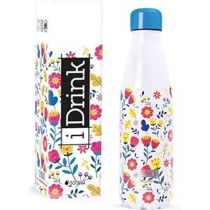 I-Drink thermo-waterfles met dubbelwandig oppervlak van staal, 500 ml, Flowers