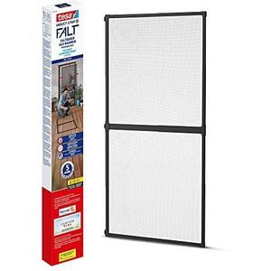 tesa Insect Stop vouwdeur, opvouwbaar aluminium frame met vliegengaas voor deuren, met verstelbaar telescopisch frame, antraciet, 80 x 170 cm tot 100 x 220 cm
