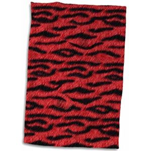 3dRose"" rode en zwarte tijger dierenprint handdoek, wit, 15 x 22-inch