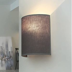 Wandlamp Stof in grijs Hal Woonkamer B:20 cm E27 max. 60 W halfrond Modern niet-verblindend Up Down wandlamp Slaapkamer ALICE
