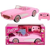 ​Hot Wheels Barbie Corvette, speelgoedauto met afstandsbediening uit Barbie The Movie, werkt op batterijen, met 2 Barbie poppen, kofferbak kan open voor bagage HPW40