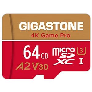 Gigastone 4K Game Pro Micro SD geheugenkaart 64GB, SDXC UHS-I A2 U3 V30, 95/35 MB/s lees- en schrijfsnelheid, geschikt voor Nintendo Switch, Compactcamera’s, GoPro action cam, Android Smartphones