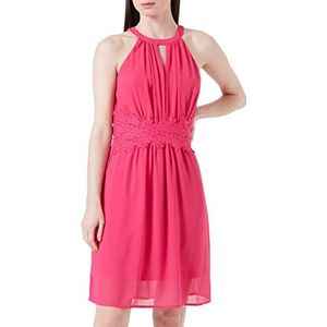 Vila Dames VIMILINA halterneck jurk/SU-NOOS jurk, Pink Yarrow/Detail:Elastic, 40, Pink Yarrow/detail: elastisch, 40