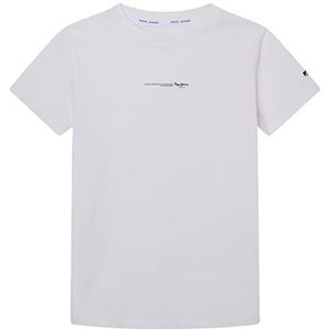 Pepe Jeans Davide Tee T-shirt voor jongens, wit (off white), 8 Jaar