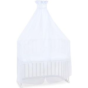 babybay Muggenbescherming en hemel piqué met band geschikt voor alle modellen tot 96 cm lengte, wit sterrenmix zand/azuurblauw
