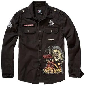 Brandit Iron Maiden Luis Vintage Shirt Long Sleeve NOTB, kleur: zwart, maat: L, zwart, L
