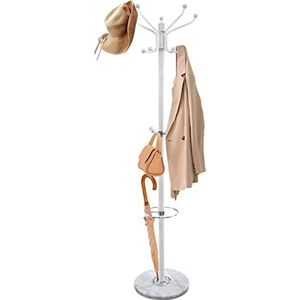 Todeco garderobe, garderobe, kledingstandaard voor mantels en hoeden, afmetingen: 36,8 x 36,8 x 176,0 cm, diameter sokkel: 33,0 cm, wit