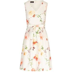 APART Fashion bedrukte satijnen jurk, Crème-multicolor, 46