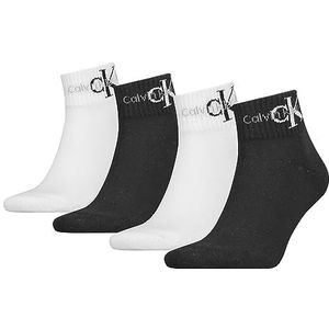 Calvin Klein Herenjeans Quarter Socks, zwart/wit, One Size