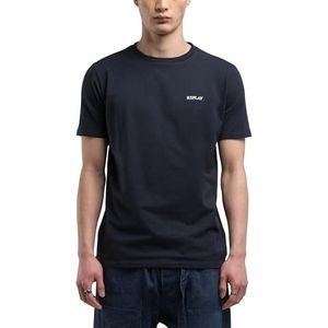 Replay Heren Regular Slim Fit T-shirt, 970 Dark Navy, XL