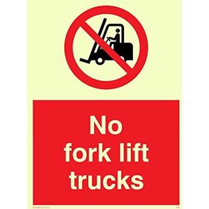 Viking Signs PV58-A5P-P ""No Fork Lift Trucks"" Sign, Semi-rigide Photoluminescent Kunststof, 200 mm H x 150 mm W