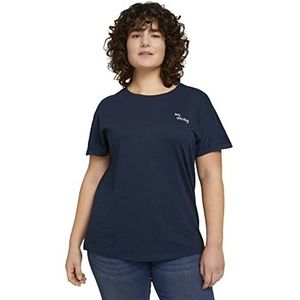 Tom Tailor Plussize T-shirt voor dames, met borduurwerk, 10668 - Sky Captain Blue, 50 NL