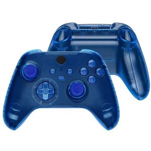 eXtremeRate Transparant Blauw Controller Volledige set Behuizing Shell Case met Knoppen voor Xbox Series X/S, Aangepaste Vervangende Zijrails Front Back Plate Cover voor Xbox Series S & voor Xbox Series X Controller