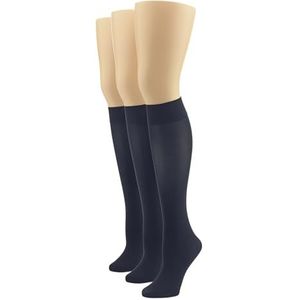 HUE Dames Soft Opaque Kniekousen (Pack van 3), Donkerblauw, 2