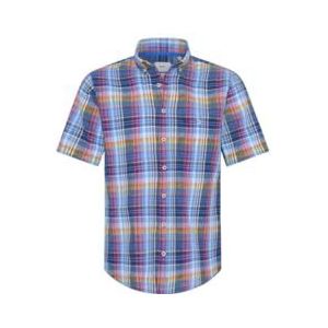 BRAX Heren stijl Dan C Cotton Linen Slub shirt met korte mouwen en button-down-kraag, Manhattan, XL