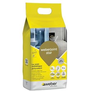 WEBER WEBERJOINT STAR Tegelmortel, decoratief, waterafstotend, speciaal voor binnen en buiten, breedte 2 tot 10 mm, 5 kg, betongrijs