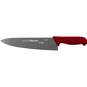 Starrett Professionele RVS Chefs Keukenmessen - Breed Driehoekig Profiel - 10-inch (250mm) - Rood Handvat