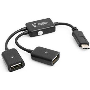System-S Y- Kabel USB 3.1 Type C Male naar 2 x USB Type A Vrouwelijke Y-Splitter Hub Adapter Kabel Zwart