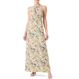 Vigia S/L halterneck Maxi Dress/DC, Zonneoranje/op:zon oranje bloem, 40