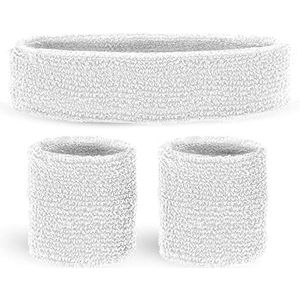 Widmann - Zweetbandjes, 3-delige set, hoofdband en 2 polsbandjes, sport, accessoires, jaren 80, trainingspak, carnaval, themafeest