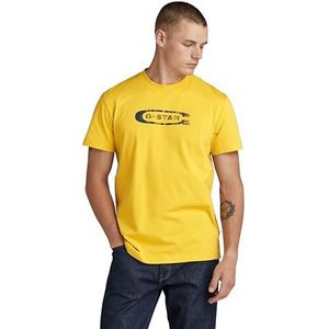 G-STAR RAW Distressed Old School Logo, Geel (Dk Lemon D24365-336-348), XL