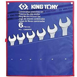 KING TONY 1296Mrn Jumbo Type Combinatiemoersleutelset met Tetoron Buidelzak, 34 mm - 50 mm, 6 stuk