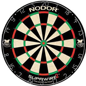 WINMAU Nodor Supawire 2 Dartbord met verstelbare nummerring en ophangset, zwart
