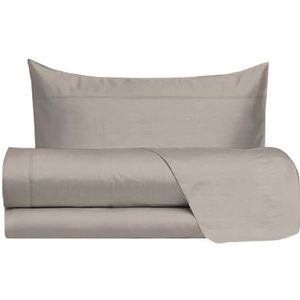 hermet Beddengoedset voor eenpersoonsbed, 100% katoen, voor eenpersoonsbed, patroon in linnenlook, bedlaken + hoeslaken + kussensloop