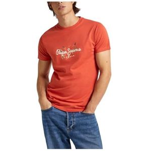 Pepe Jeans Heren Count T-shirt, Oranje (Verbrande Oranje), XS
