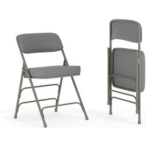 Flash Furniture Hercules klapstoel van metaal, dik gevoerde stoel voor gasten of evenementen, stabiele keukenstoel, ook geschikt voor buiten, set van 2, grijs