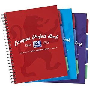 Oxford Campus Projectboek DIN A4, verschillende kleuren, 3 stuks