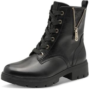 TAMARIS Dames Comfort Lace Boot Flat Halflange laarzen, zwart/goud, 36 EU, zwart/goud., 36 EU