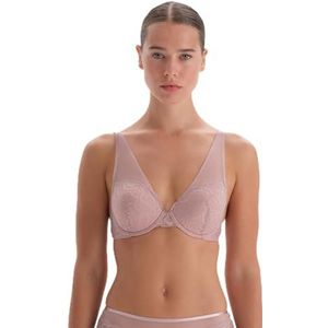 Dagi Dames Geometrische Dikke Strap Underwire Non-Padded Bra, Zacht roze., 75C