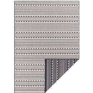 HANSE Home Platgeweven omkeerbaar tapijt Indio voor binnen en buiten (100% polypropyleen, UV- en weerbestendig, geschikt voor vloerverwarming), 120x170 cm, zwart/crème