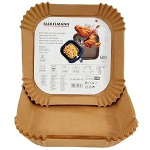 Fackelmann Papierwaaiers voor luchtfriteuse, vierkant airfryer-papier, antiaanbaklaag en hittebestendig tot 230 °C, accessoires voor luchtfriteuse, 20 x 4,5 cm, geschikt voor Cosori, Cecotec en meer,