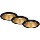 Briloner 7041-035 - Set van 3 inbouw badkamerlampen, inbouw LED, IP44 spatwaterdicht, warm wit licht, inbouw badkamer spot, zwart - goud, 95x54 mm.