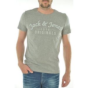 JACK & JONES Heren T-shirt ATHLET TEE korte mouw CREW Nek orig, Grijs (light grey melange), L