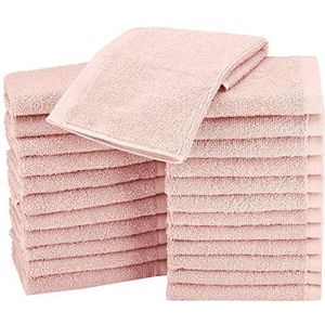 Amazon Basics katoenen washandjes - 24 stuks; bloemblad roze