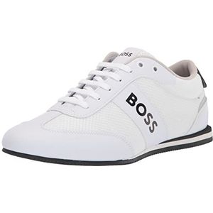 BOSS Mannen Big Logo Nylon Mesh Sneakers, Witte zeep, 43 EU