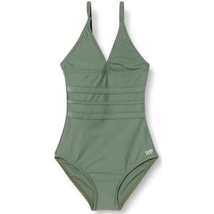 HAUTE PRESSION Eendelig badpak voor meisjes, effen, X9053, C05, T6A, Kaki, 6-16 ans