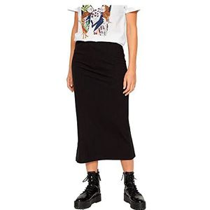 PIECES Pckylie Mw Midi Skirt Noos Bc Midirok voor dames, zwart, XS