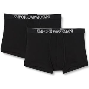 Emporio Armani Heren Trunks (Pack van 2), Marine/Wit, L