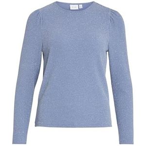 Vila Vrouwelijk bovendeel met lange mouwen en ronde hals, Bijou Blue., S