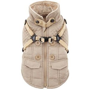 Puppia Wilkes Winter Fleece Vest, Medium, Beige