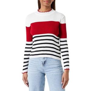 Trendyol Dames kleurblok lange mouwen regular sweater, ecru, L