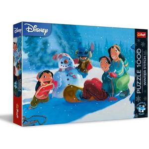 Trefl Premium Plus Quality - Lilo & Stitch Puzzle, Winter Stitch - 1000 stukjes, sprookjesfigurenpuzzelreeks, voor volwassenen en kinderen vanaf 14 jaar