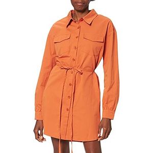NA-KD Oversized dameshemd met riem, oranje, 38